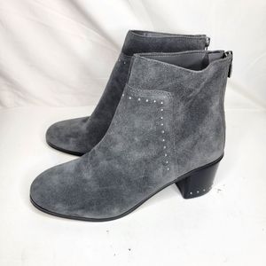 Marc Fisher Womens Gray Suede Ankle Boots Silver Studs Heel Zipper Shoes 7.5